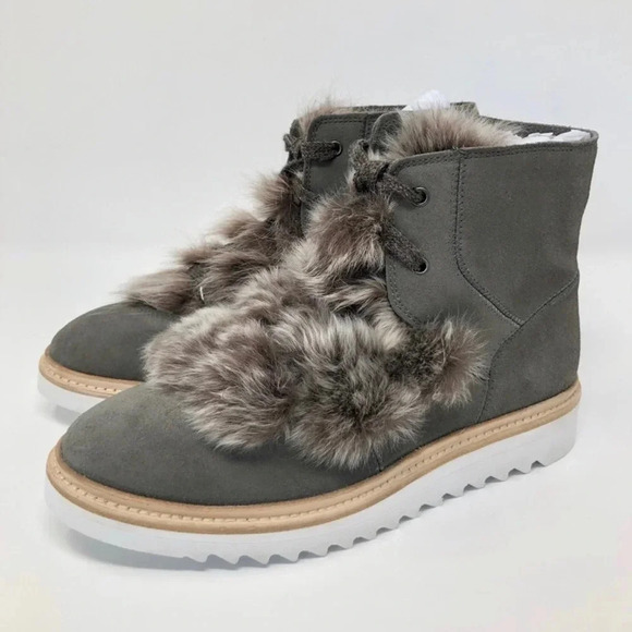 Johnston & Murphy Women’s Suede and Fur Lace-Up Ankle Boot Size 6.5 - Picture 1 of 12